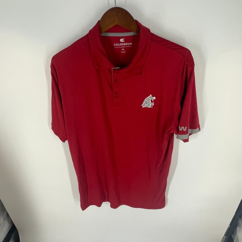 WSU Washington State Cougars NCAA Colosseum Mens Red Short Sleeve Polo Shirt XL